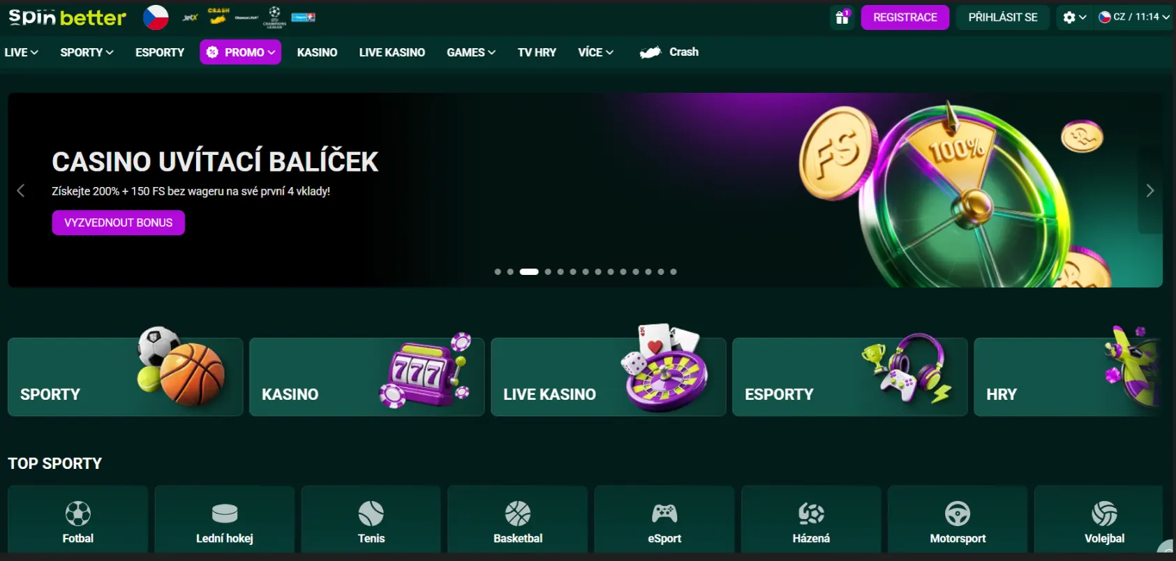 Spinbetter Casino Screen